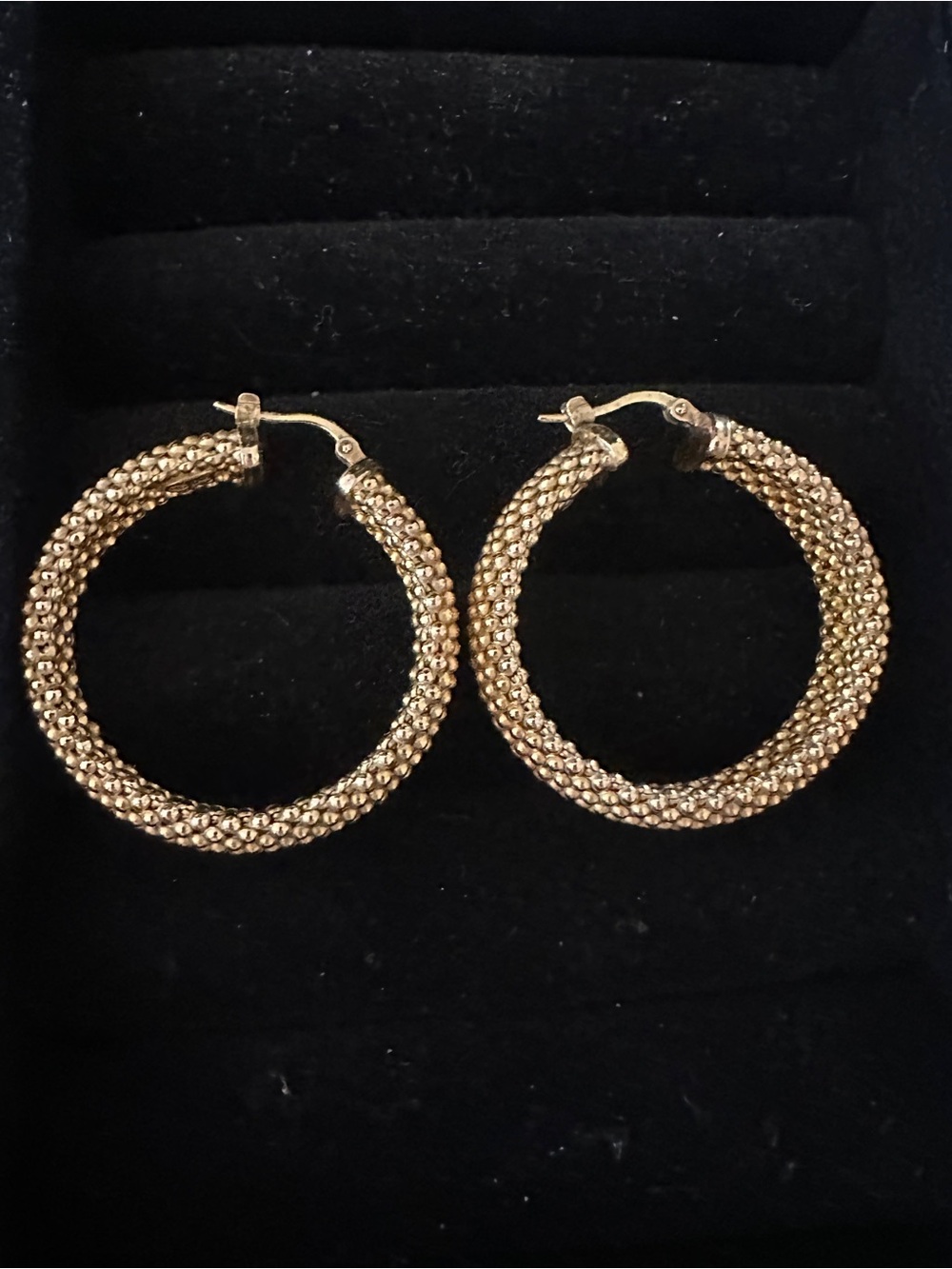 Gold Textured Hoop Earrings - Women's Jewelry